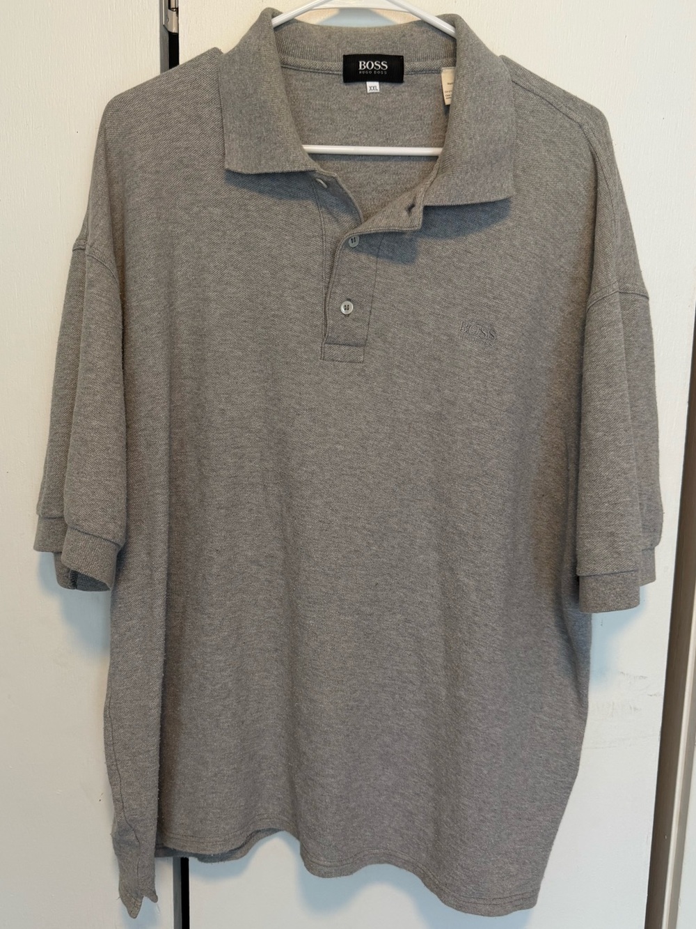 Boss Men's Gray Polo Shirt with Subtle Logo
